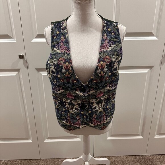 Vintage floral tapestry style embroidered vest size medium Highgate Ltd. - Picture 1 of 4